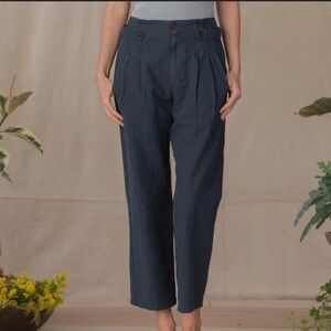 Sundance Life Of Dreams Pants Sz 4 Blue Linen Blend Balloon High-Waist Ankle